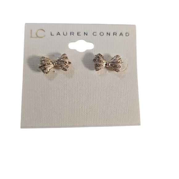 LC Lauren Conrad Stud Earrings Bundle of 3 Pairs Bow, Flower NWT - Picture 2 of 4